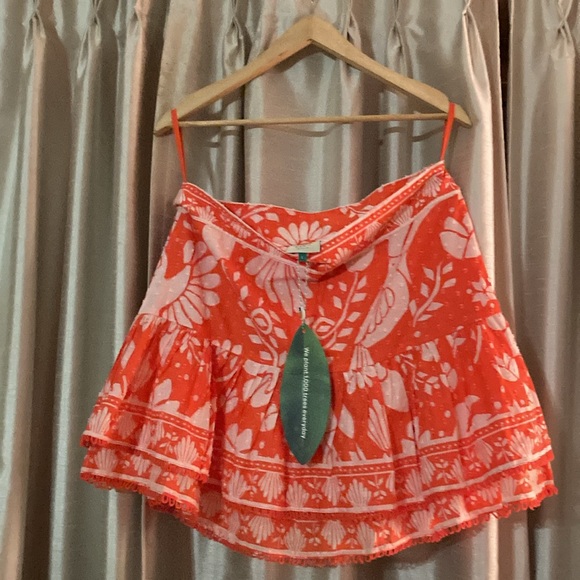 Women's FARM Rio Set Orange Neon Jungle Mini Bohemian Skirt | L /  Top | M - Picture 6 of 15
